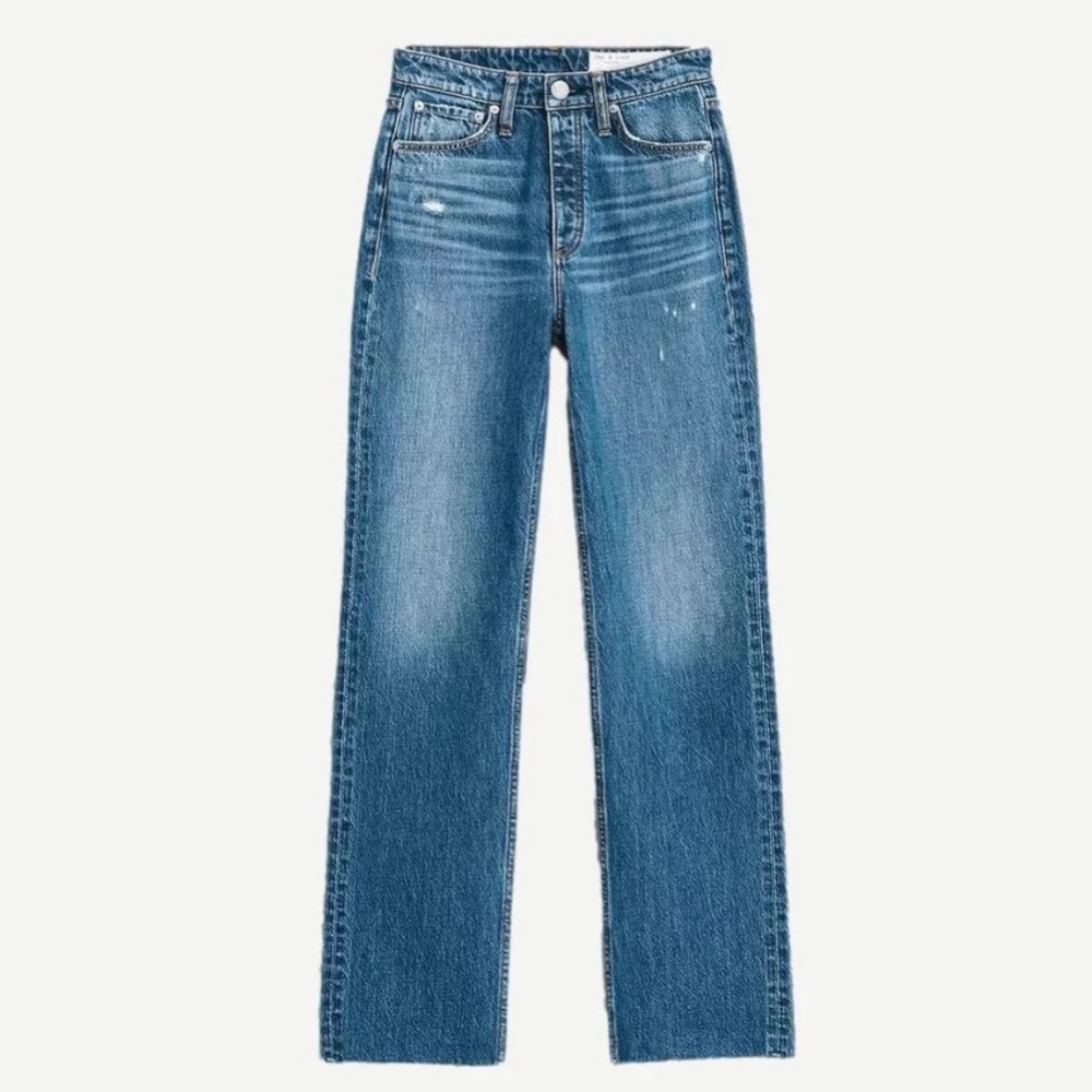 rag & bone Women's Straight Leg Jeans in Medium Blue Wash - Picture 3 of 8